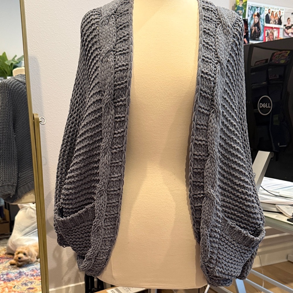 Vici Charcoal Open-Front Cardigan